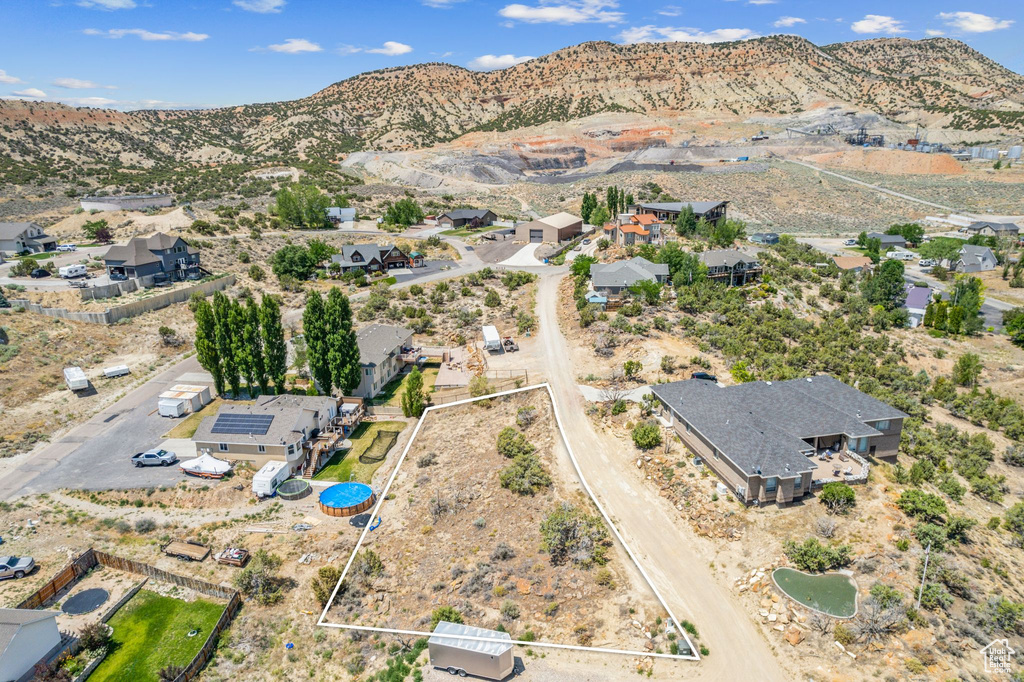 Aerial view featuring a mountain view