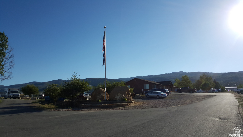 View of street with a mountain view