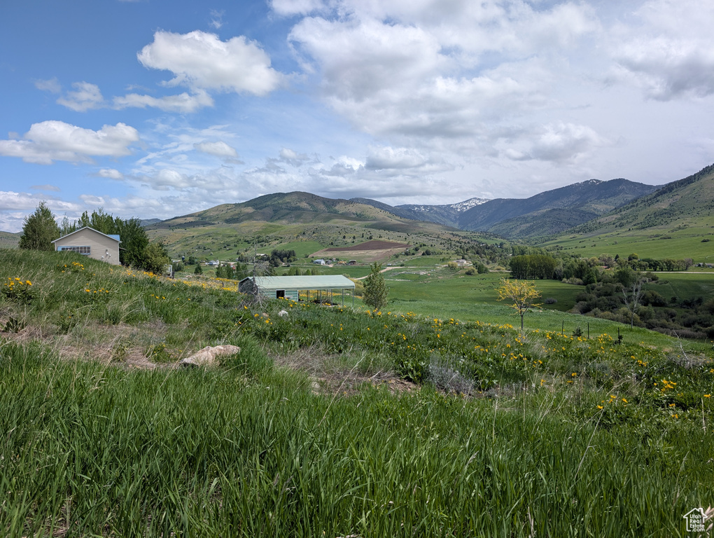 Mountain view with rural landscape