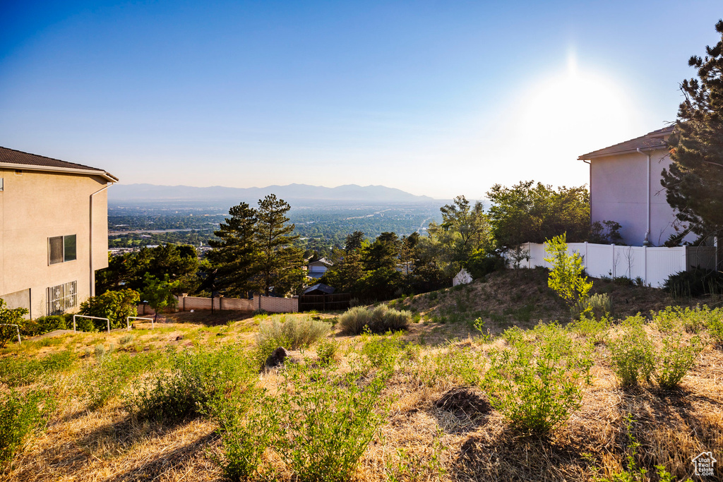 Exterior space featuring a mountain view