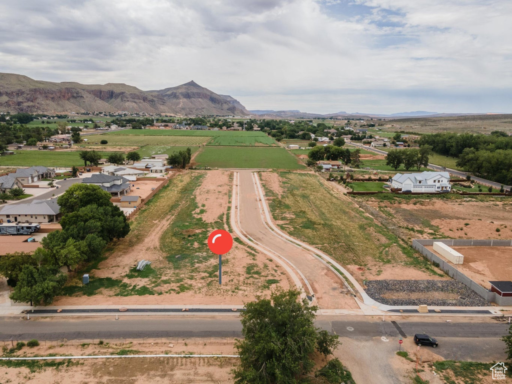 Aerial view featuring a mountain view