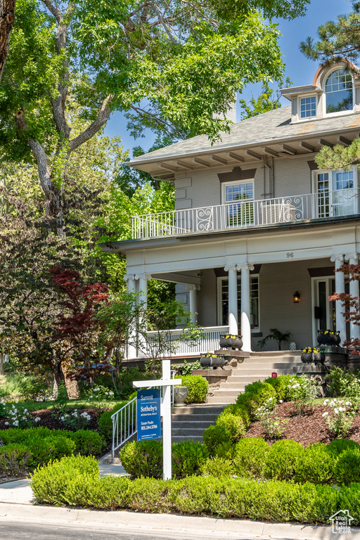 Exterior space with a balcony