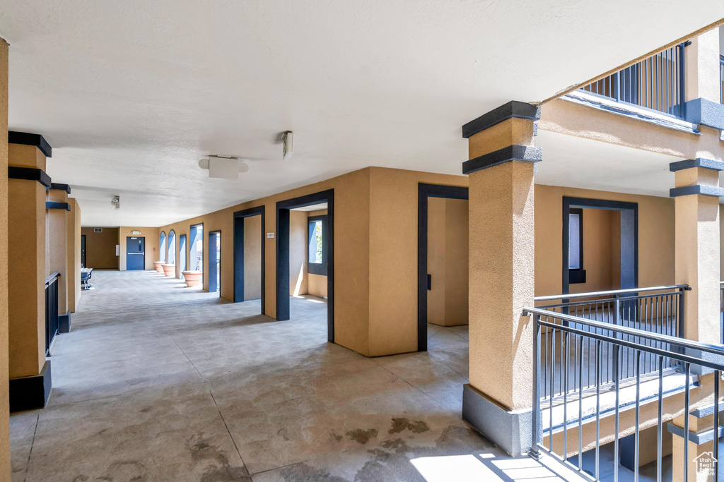 Corridor with concrete floors