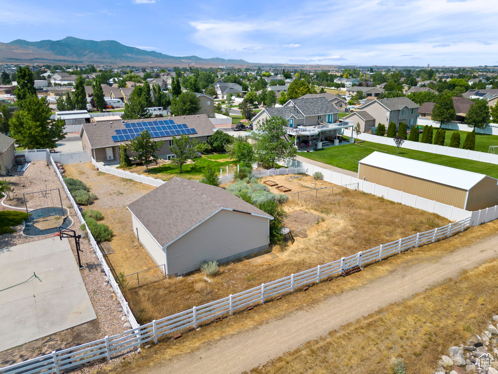 Aerial view featuring a mountain view