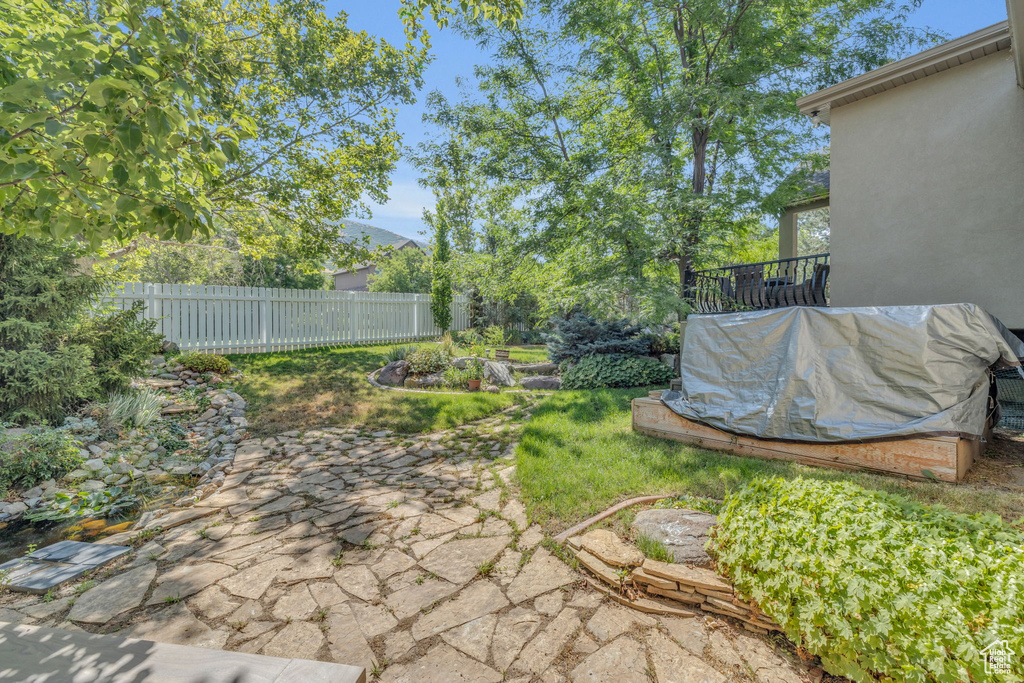 View of yard with a patio area