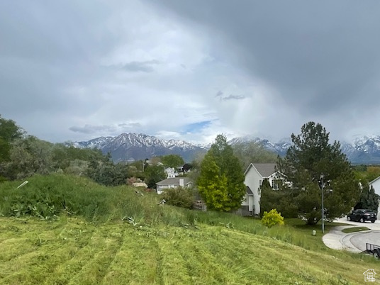 View of yard featuring a mountain view