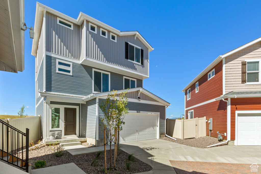 View of front of home with a garage