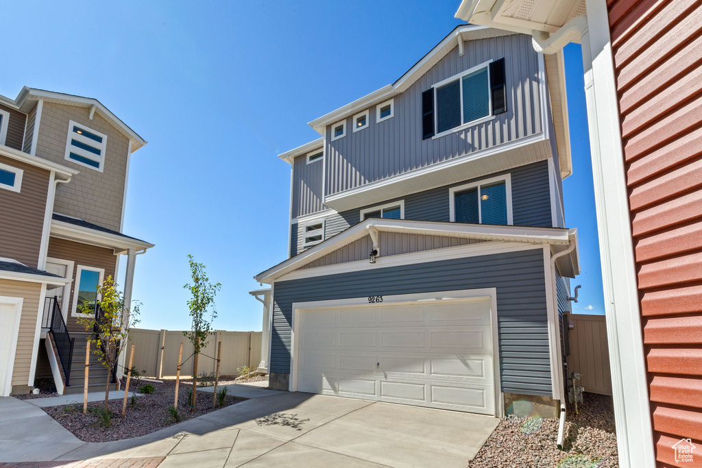 View of front of house with a garage