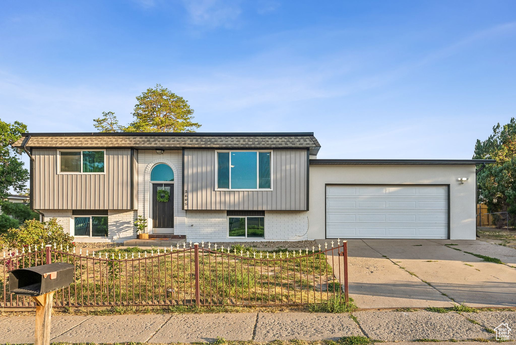 Bi-level home with a garage