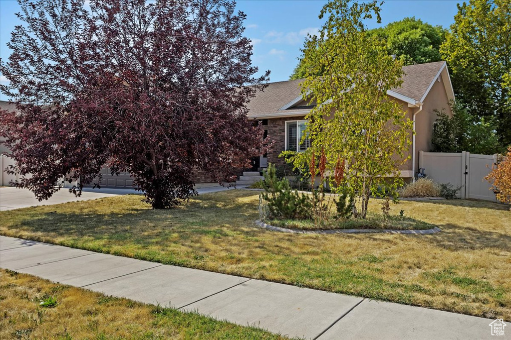 Obstructed view of property featuring a front yard