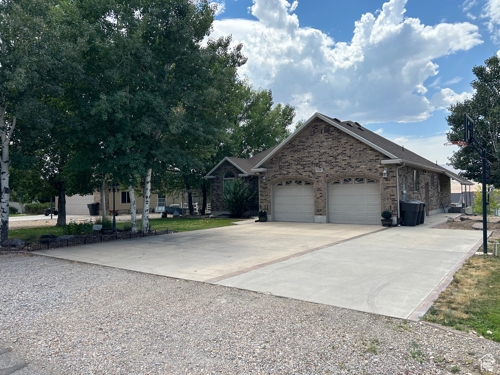 View of home's exterior featuring a garage