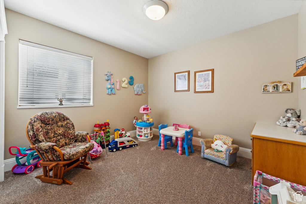 Playroom with carpet floors