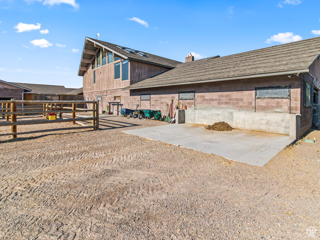 View of horse barn