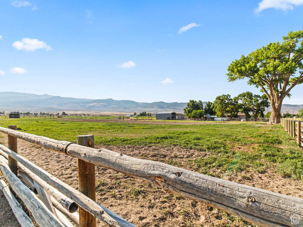 View of mountain feature with a rural view