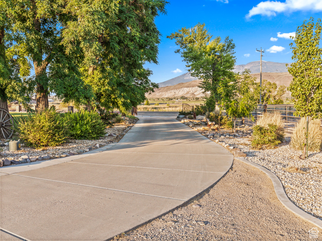 View of road with a mountain view and a rural view