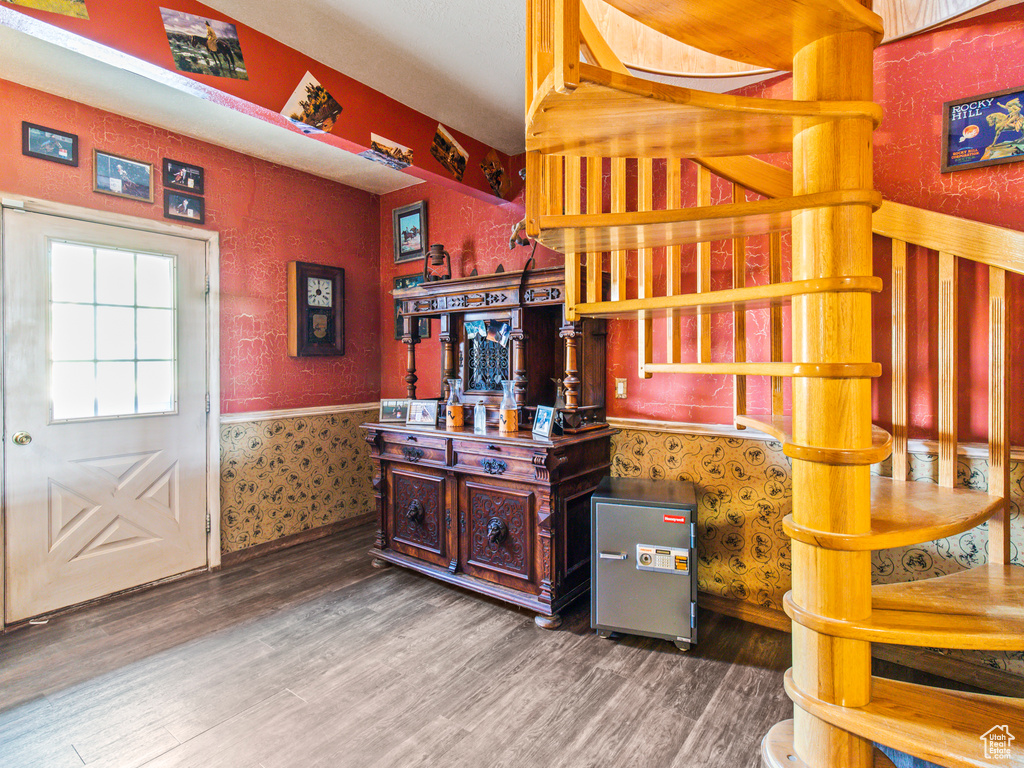 Kitchen featuring dark hardwood / wood-style flooring