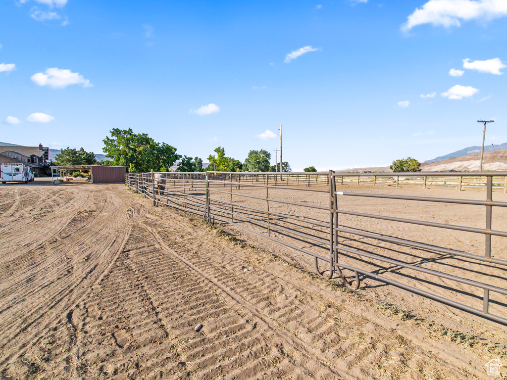 View of yard with a rural view