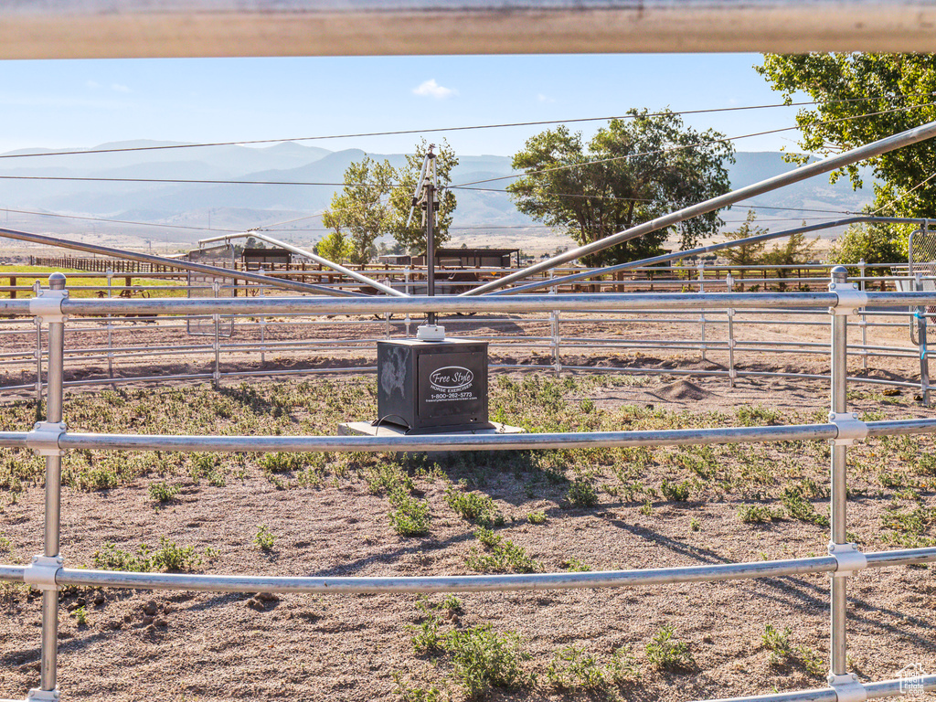 View of yard with a mountain view