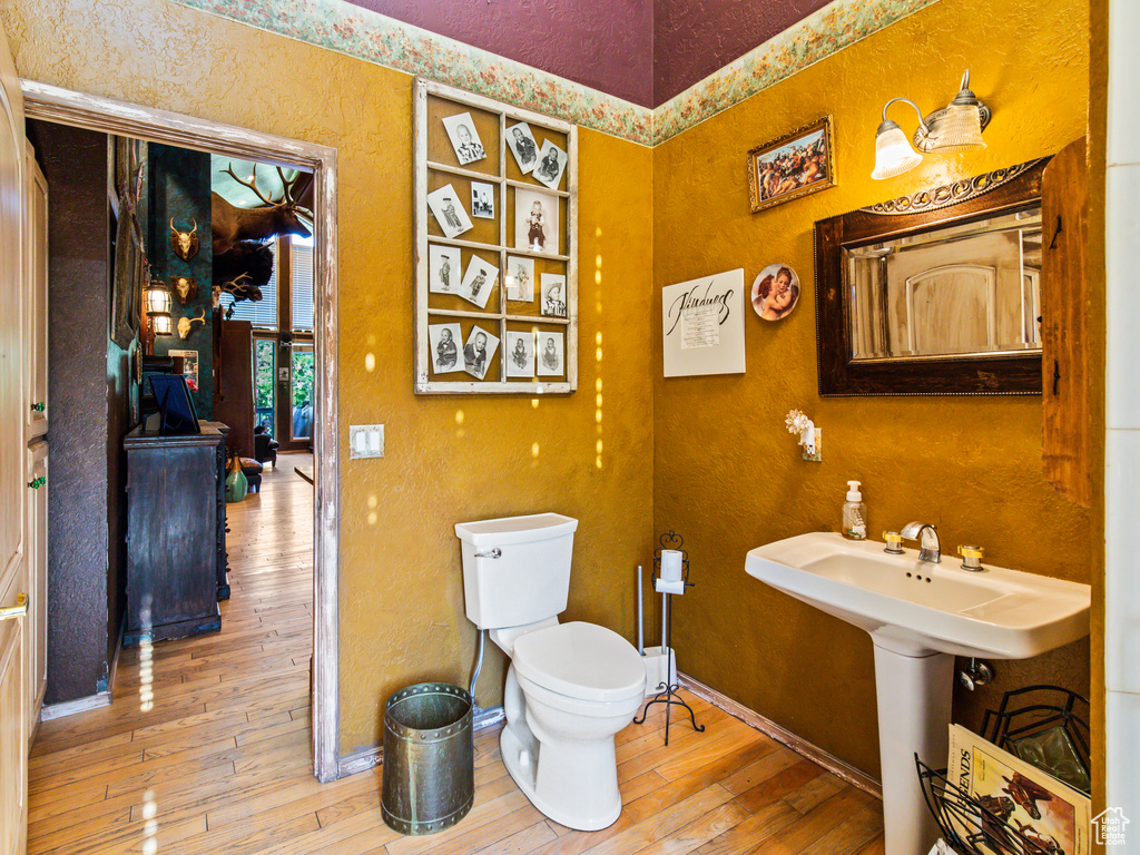 Bathroom featuring toilet and hardwood / wood-style floors