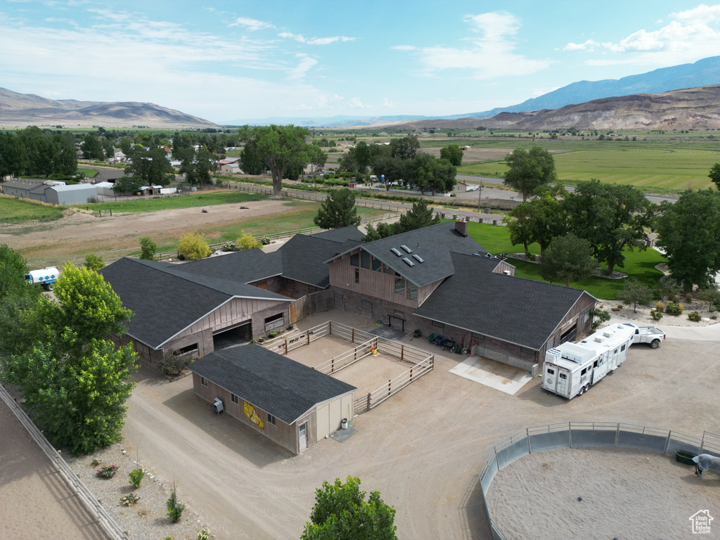 Aerial view featuring a mountain view