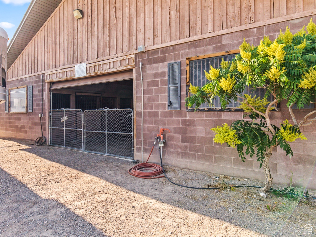 View of horse barn