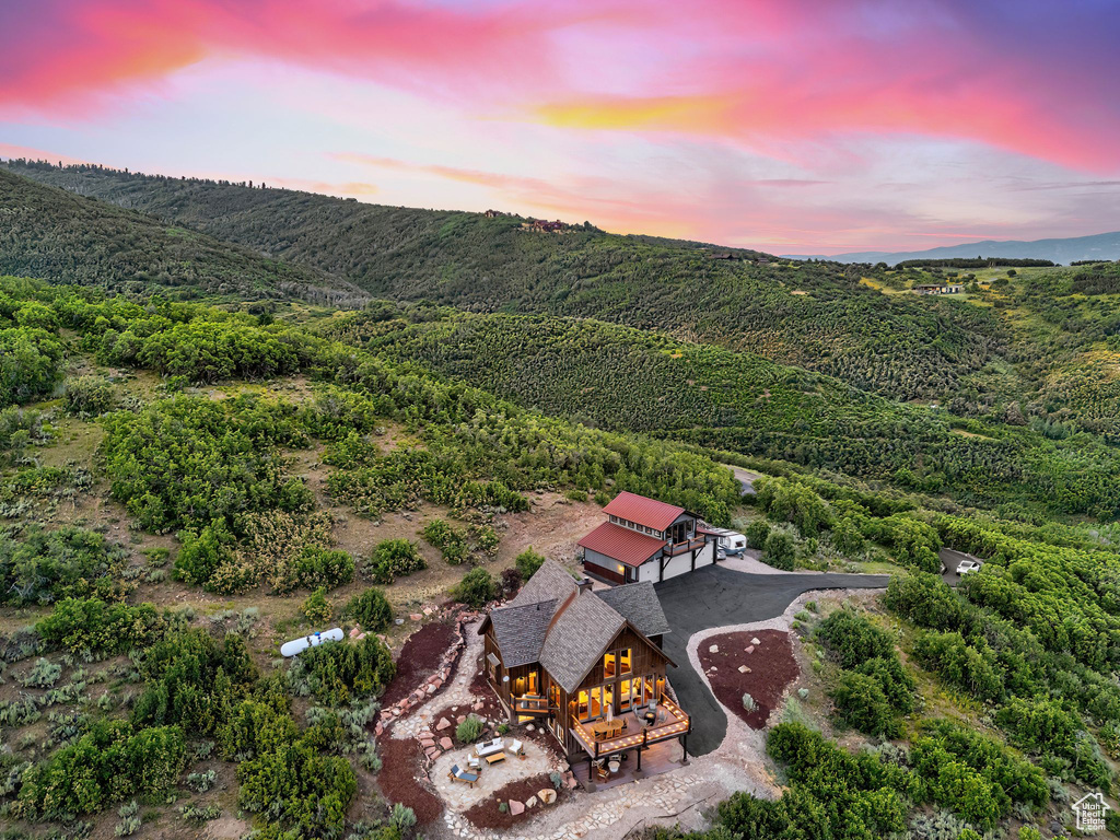 View of aerial view at dusk