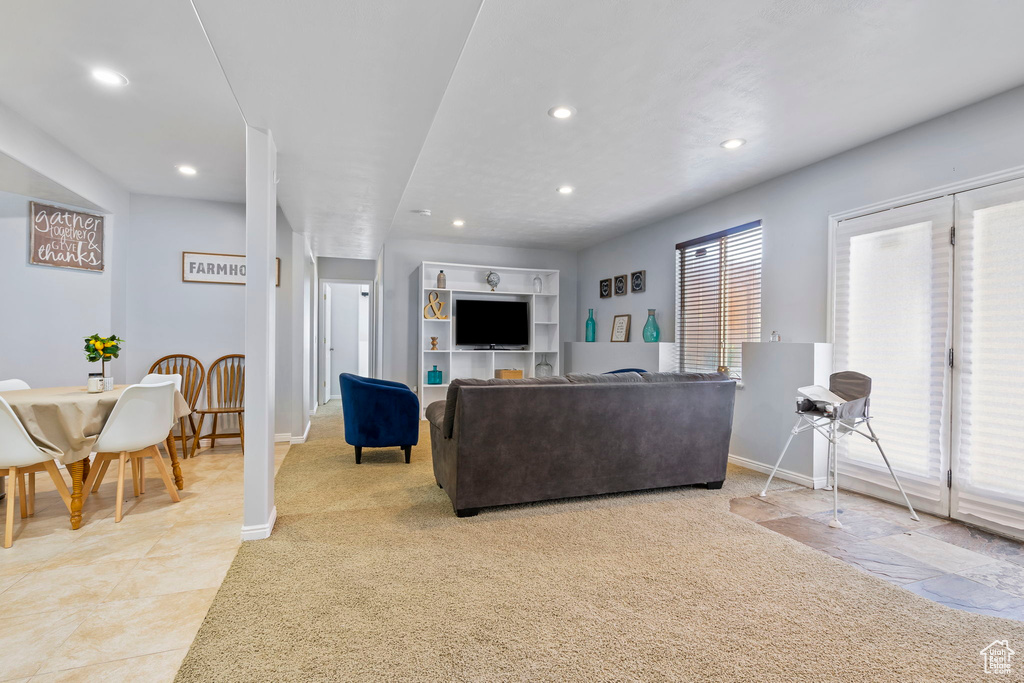 View of tiled living room