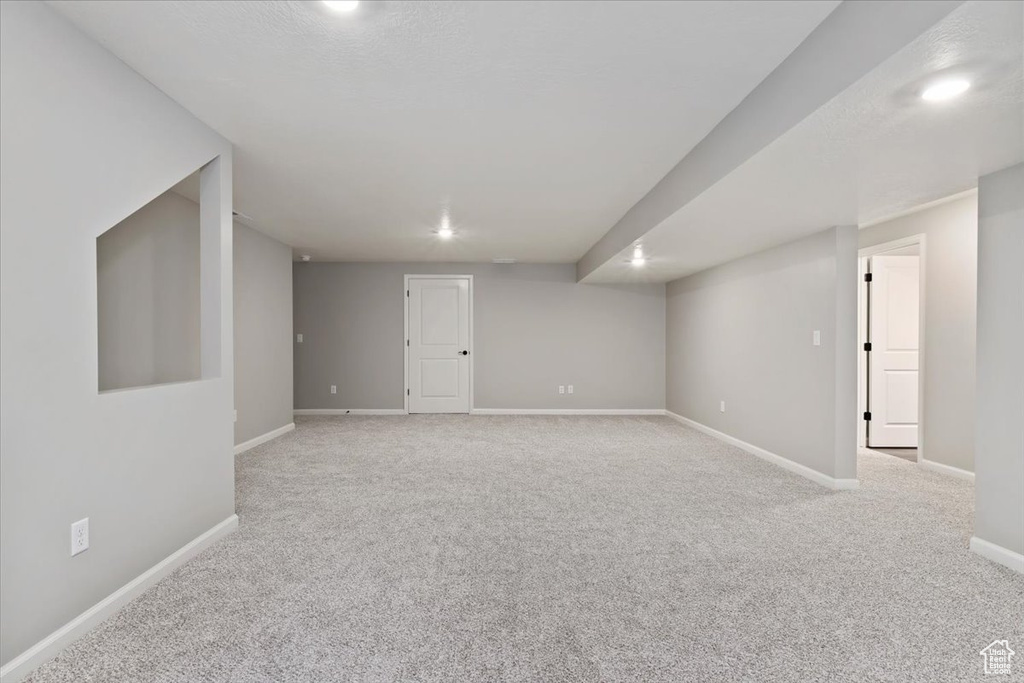 Basement with carpet floors