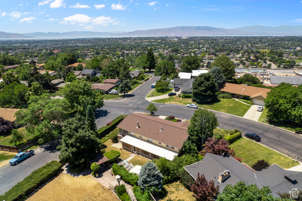 Drone / aerial view with a mountain view