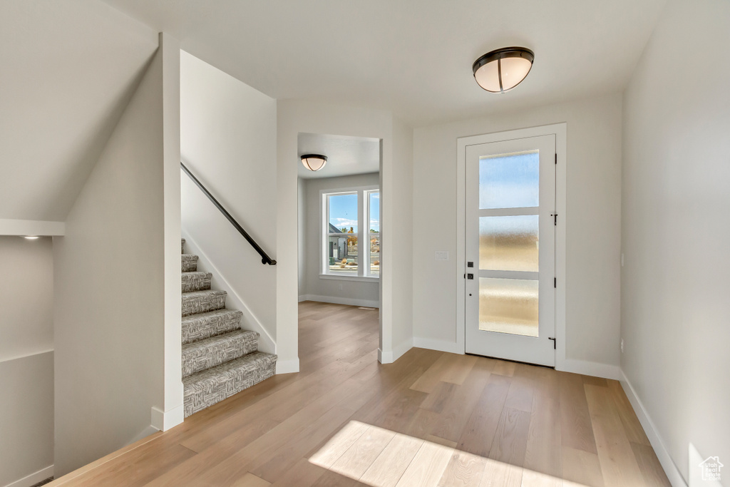 Entrance foyer featuring light hardwood / wood-style floors