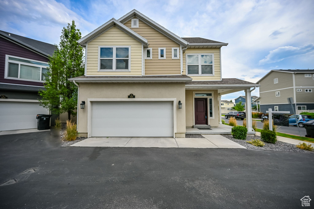 View of front of house featuring a garage