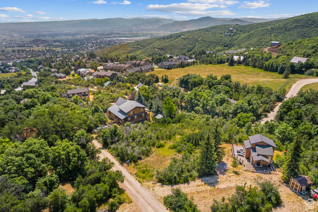 Aerial view with a mountain view