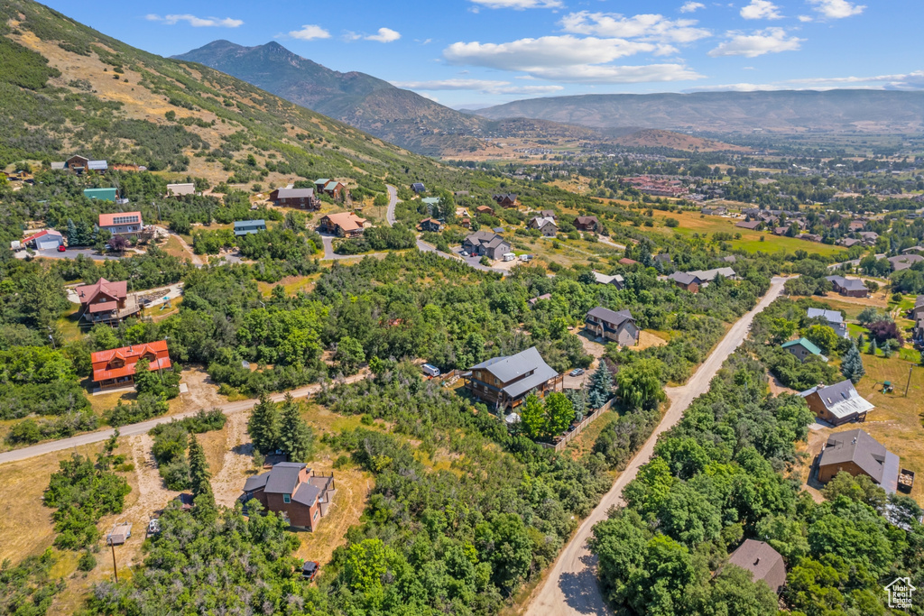 Bird\'s eye view featuring a mountain view