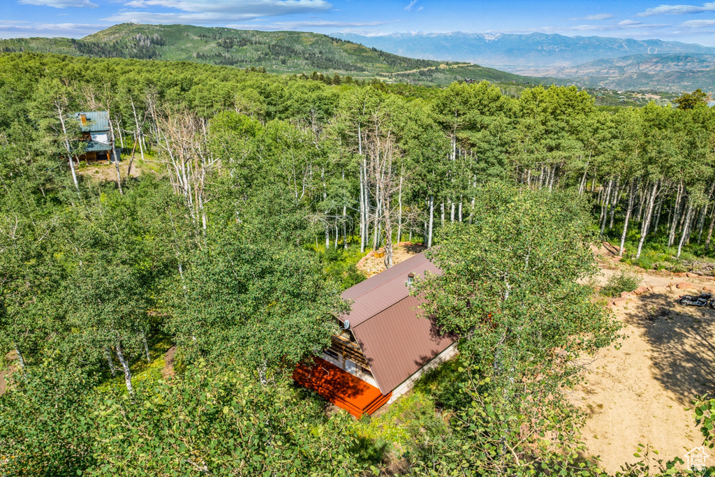 Bird\'s eye view featuring a mountain view