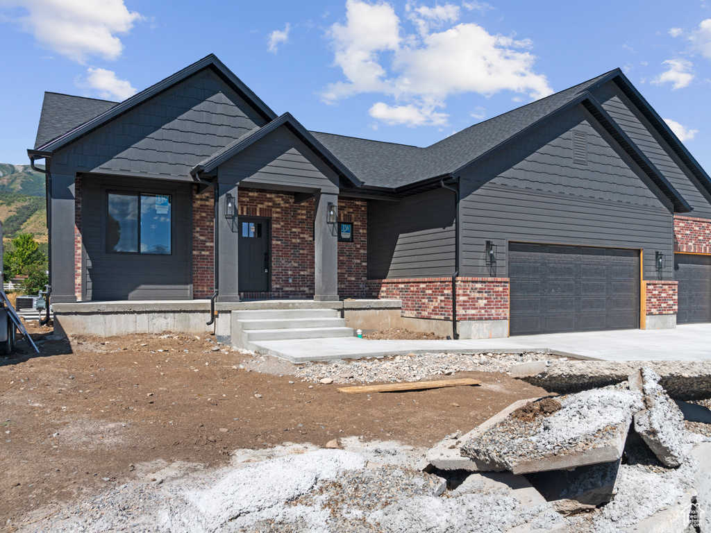 View of front of house with a garage