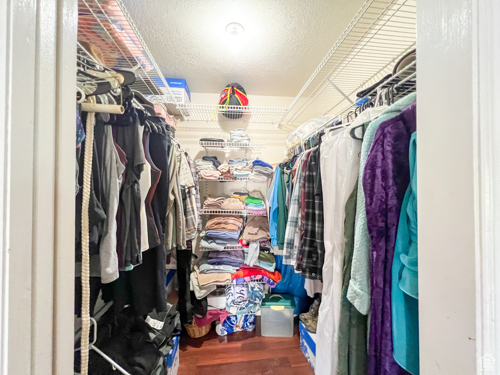 Spacious closet with hardwood / wood-style flooring