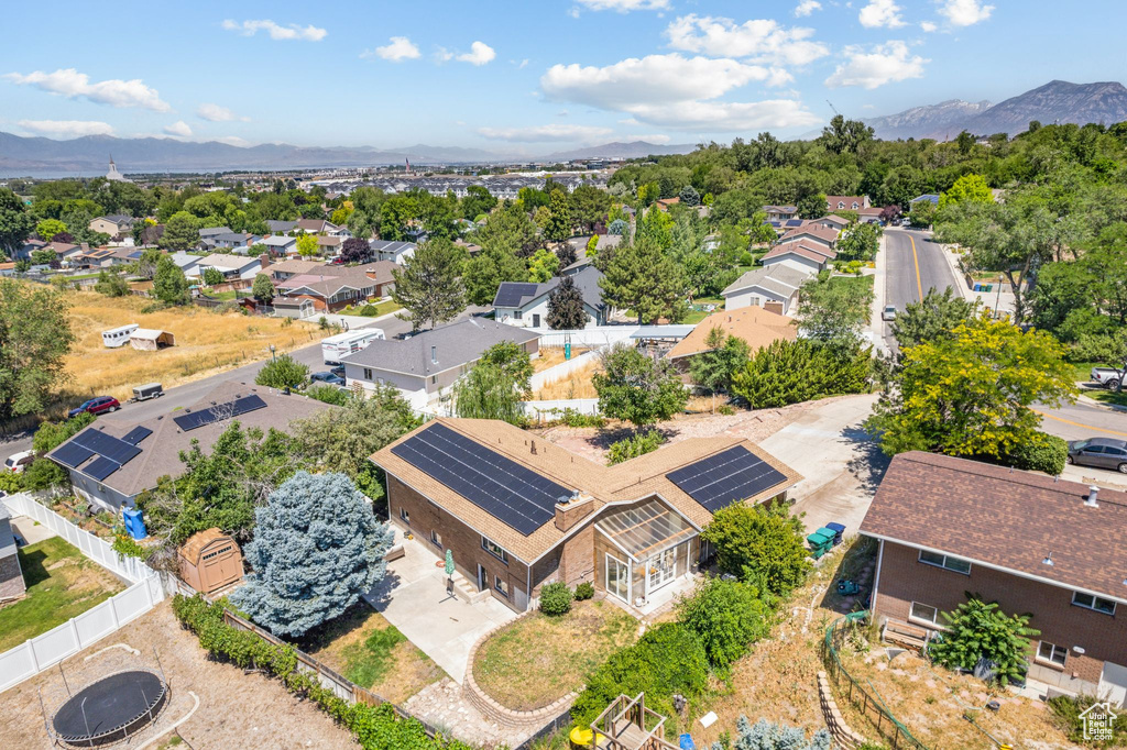 Drone / aerial view with a mountain view