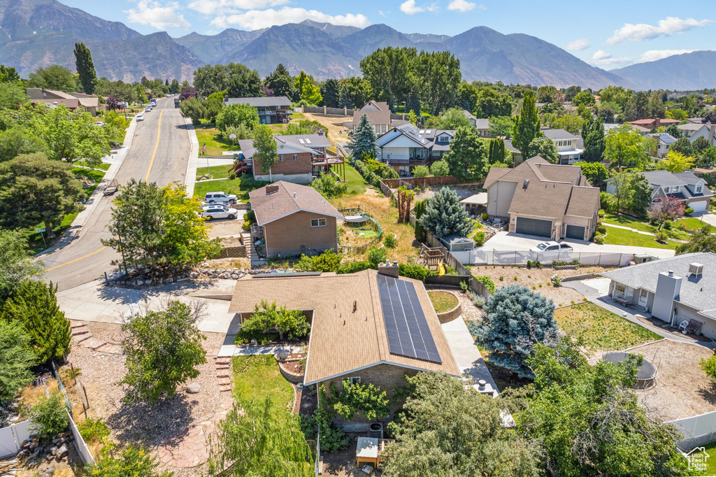 Drone / aerial view with a mountain view