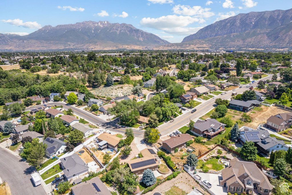 Aerial view featuring a mountain view