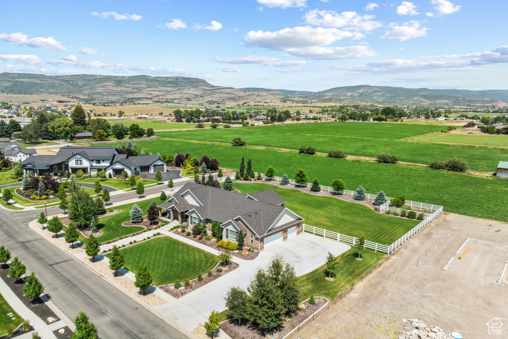 Aerial view featuring a mountain view