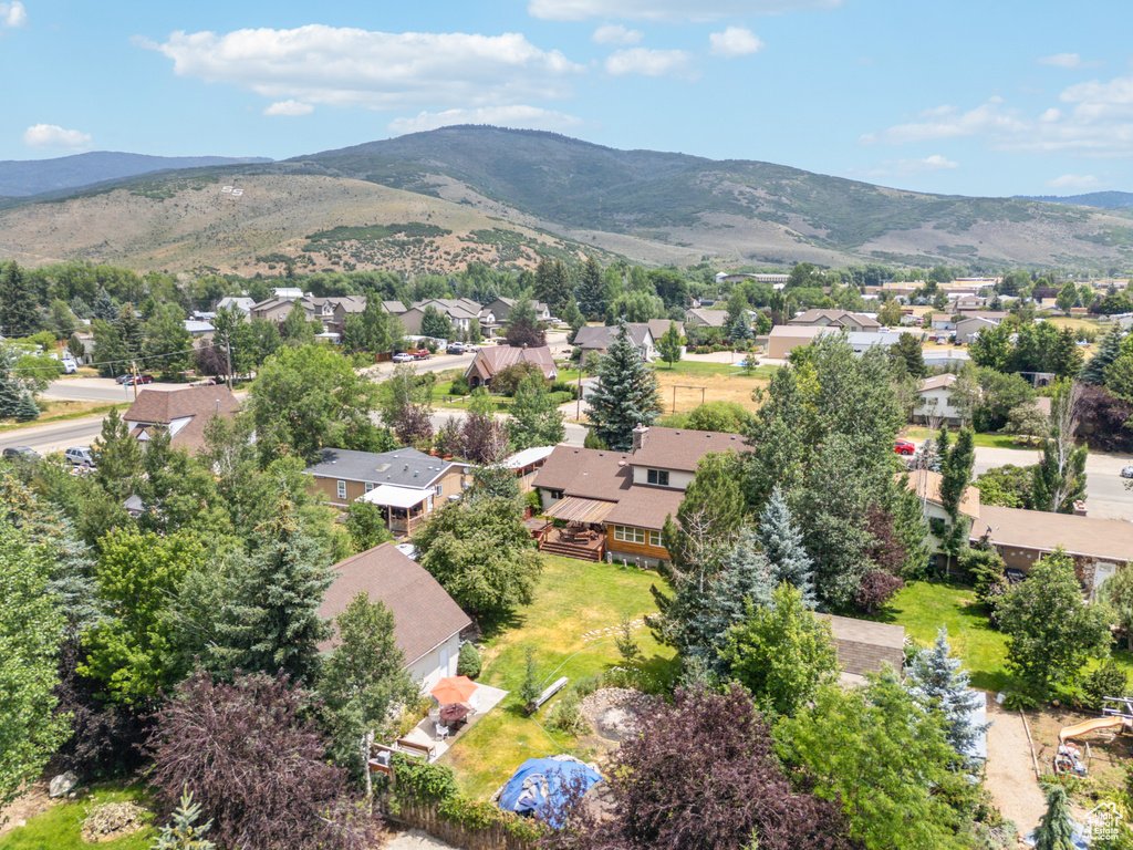 Aerial view with a mountain view