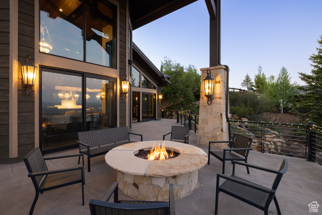 View of patio / terrace featuring a fire pit