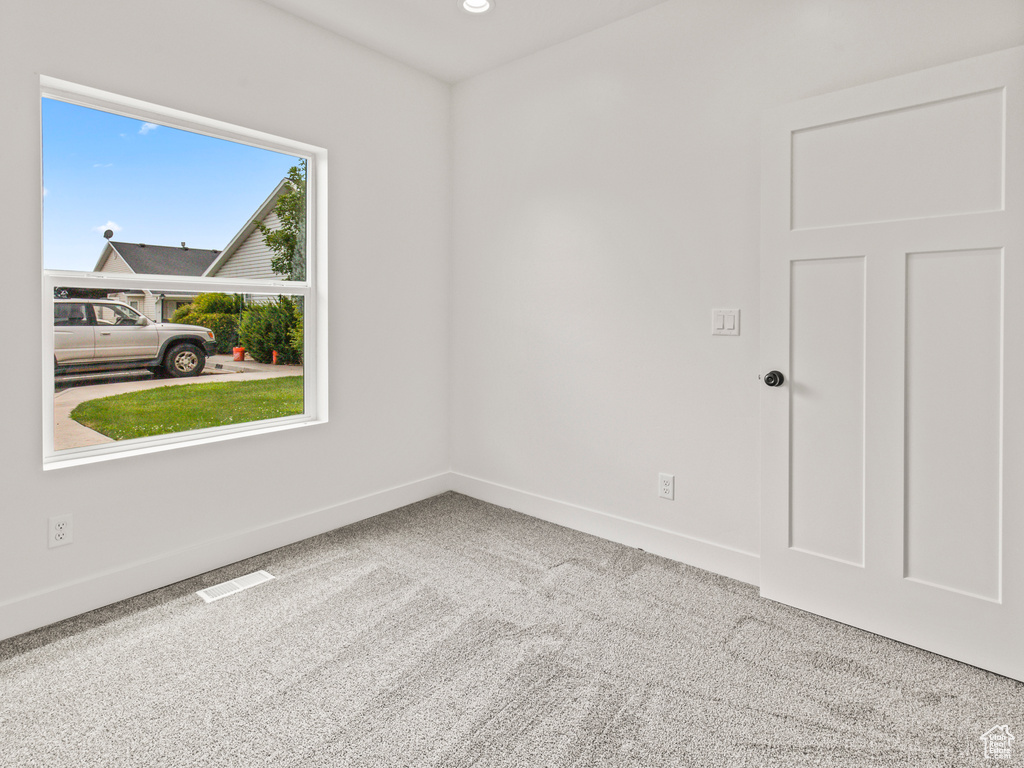 Carpeted spare room featuring plenty of natural light