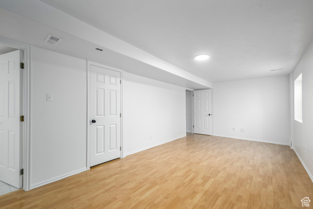 Interior space with light hardwood / wood-style flooring