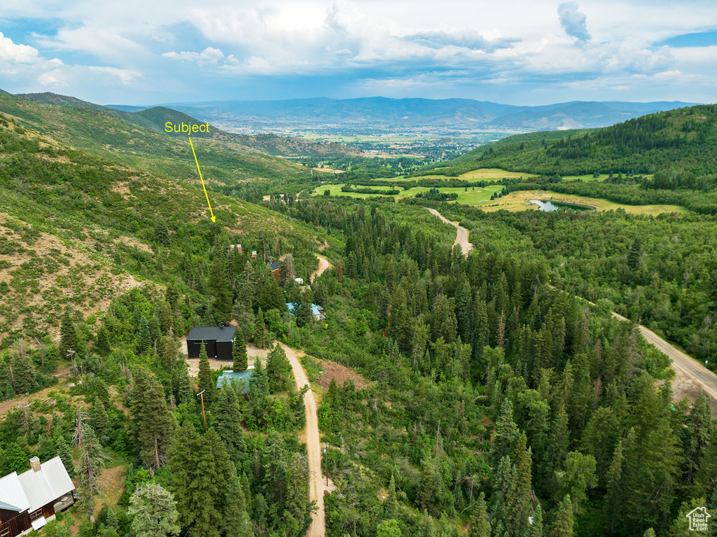 Bird's eye view featuring a mountain view