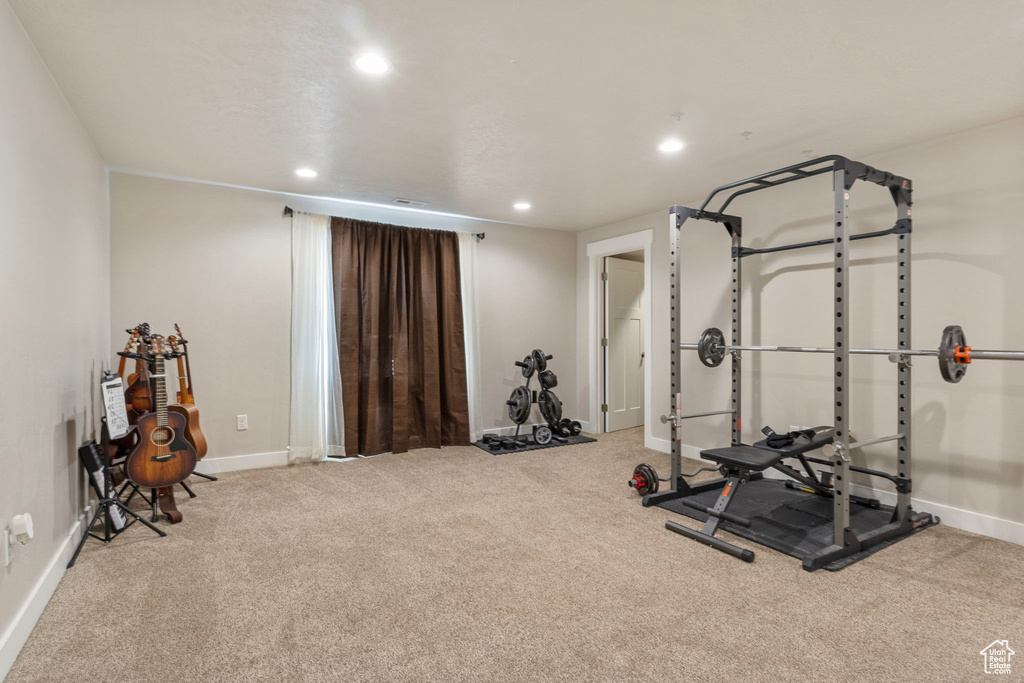 Workout area with carpet