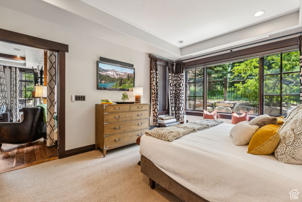 Bedroom with wood-type flooring