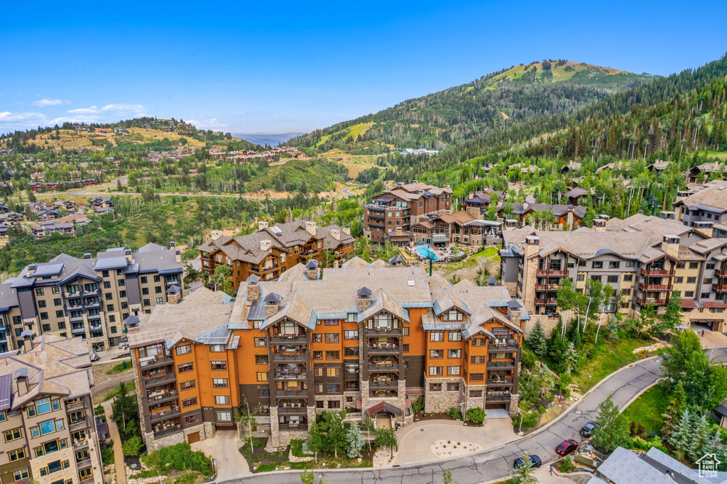 Drone / aerial view with a mountain view