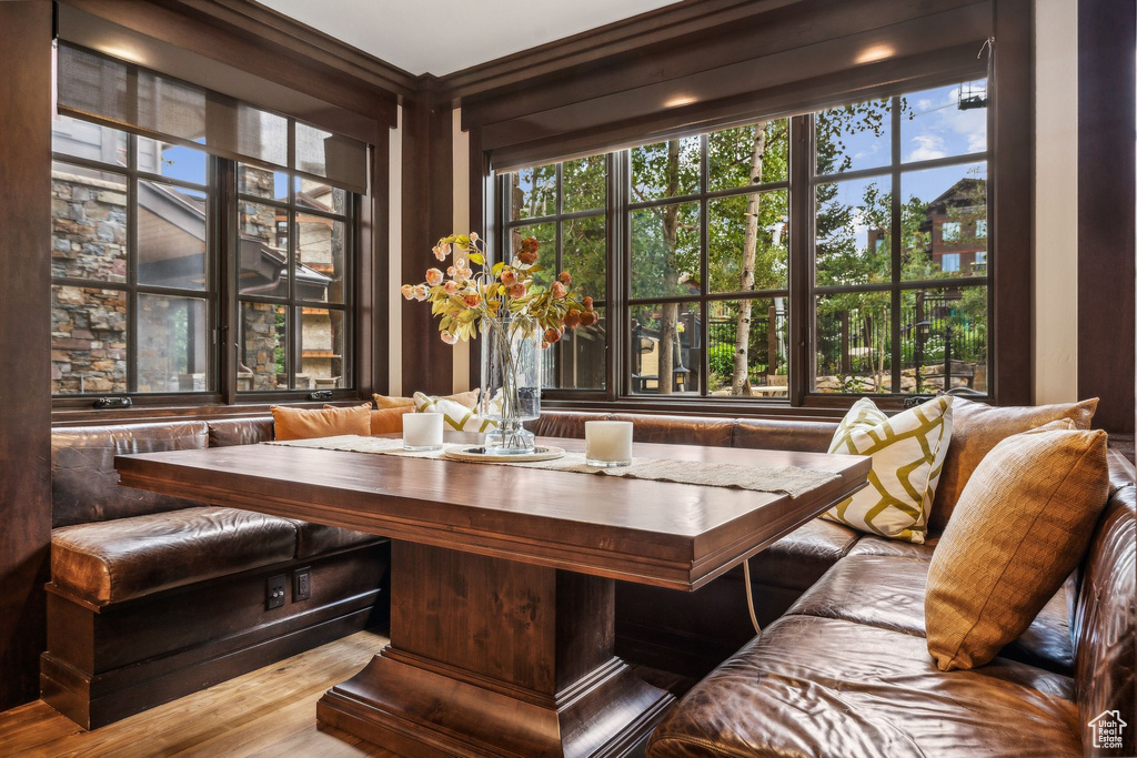 Dining space featuring wood-type flooring