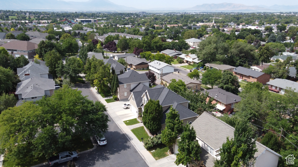 Drone / aerial view with a mountain view